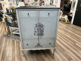 Cora the vintage dresser with bird cage transfers