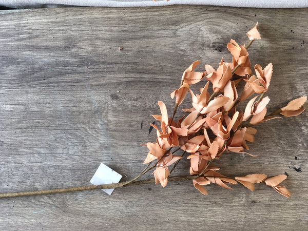 Tea Stained Faux Leaves Spray
