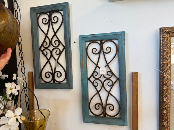 Blue/Rust metal wood panel
