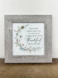Being Happy Thankful Floral Spring Art Sign