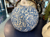 Huge Toile decoupaged ceramic pumpkin