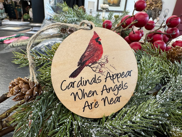 Cardinal wood ornament
