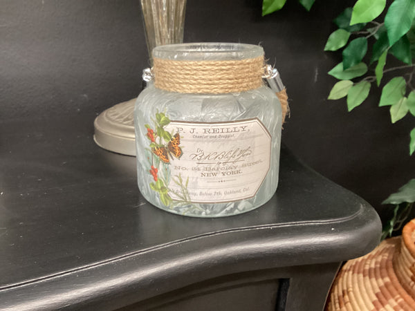 Frosted Lantern with Butterfly