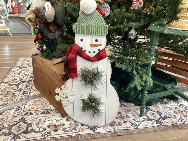 Snowman Red Scarf Sign