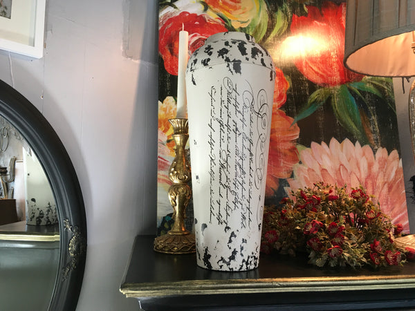 Tin Vase with Script