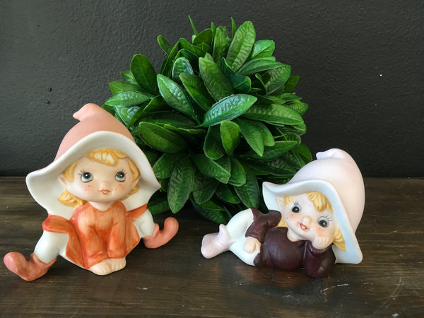 Ceramic garden girls - pair