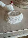 White hen nesting milk glass dish
