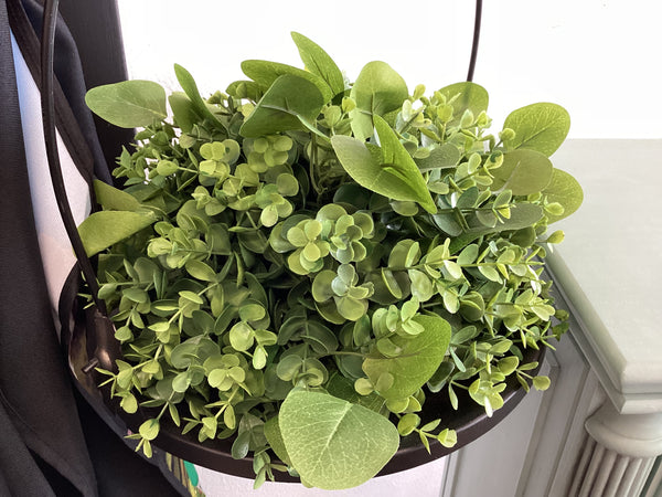 12” mixed greenery half sphere