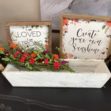 Whitewashed Long Wood Container