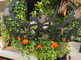 Boxwood Welcome bat sign Wreath