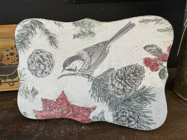 Christmas Chickadee Painted Paper picture