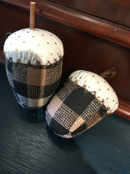 Plaid Fabric Acorn pair