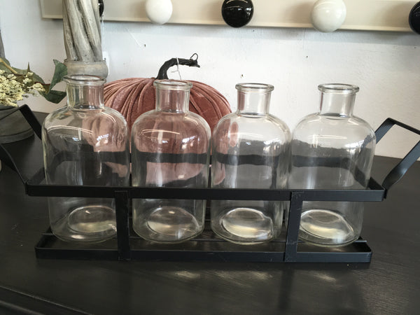 Bottles and Metal Vases