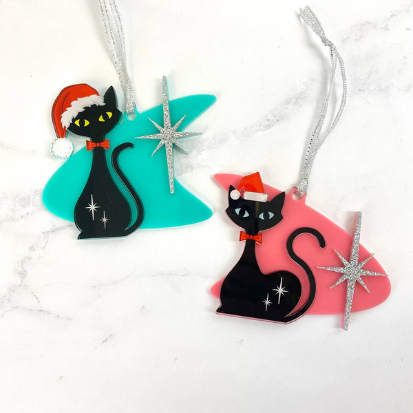 Mid Mod Vintage Cats Acrylic Ornament