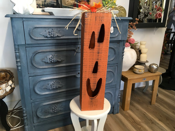 Wood Tall Orange Jack-O-Lantern