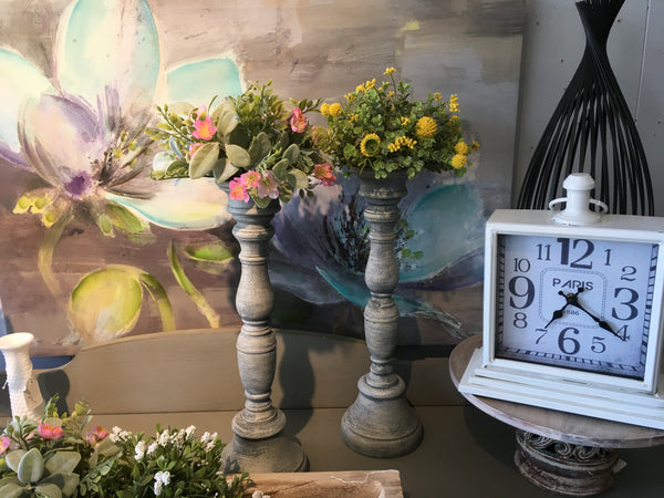 Tall Stone Look Candlesticks