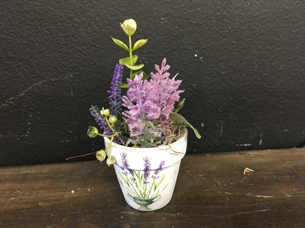 Small Lavender Floral Pot