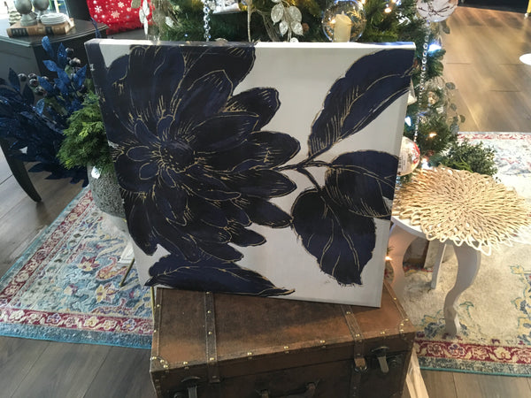 Blue Flowers with Gold Picture