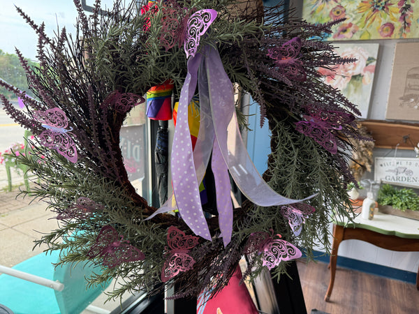 Lavender Floral Wreath with butterflies