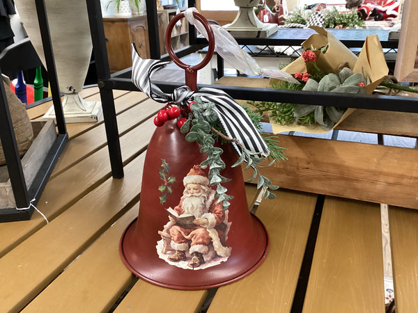 Large Red Bell with Santa