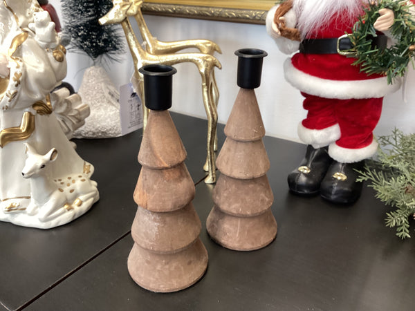 Weathered Wood Candlesticks (pair)