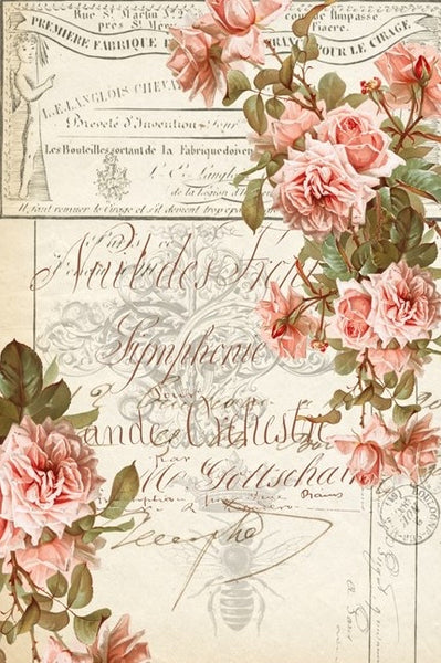 Roycycled  Floral Ephemera Decoupage Paper