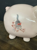Pink kitty & floral Piggy Bank