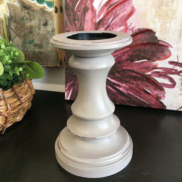 Distressed Wooden Candle Stick