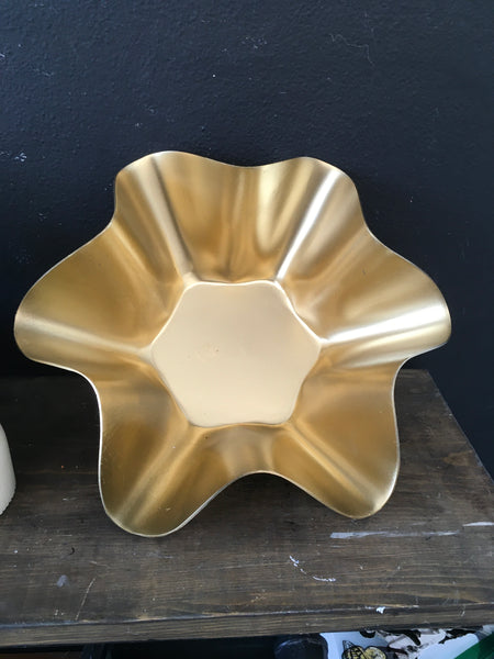 Metal Fluted Gold Bowl