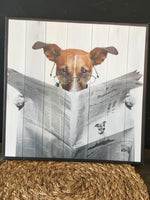 Dog newspaper canvas