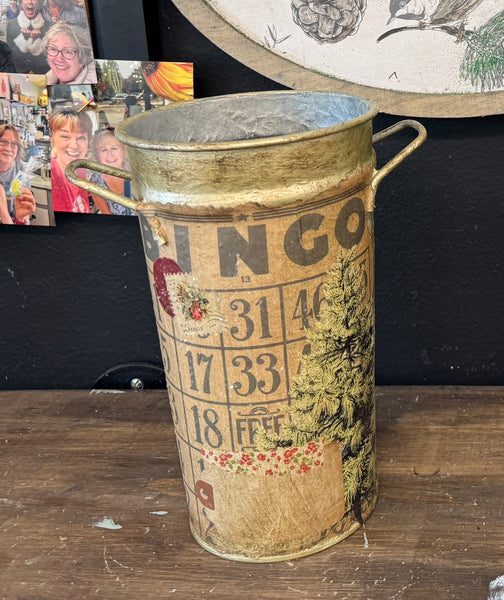 Flower bucket vase metal Christmas Bingo