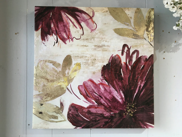 Floral Canvas - Burgundy & Gold