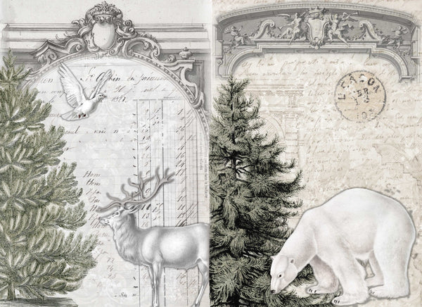 Roycycled Neutral Christmas Blocks Decoupage Paper