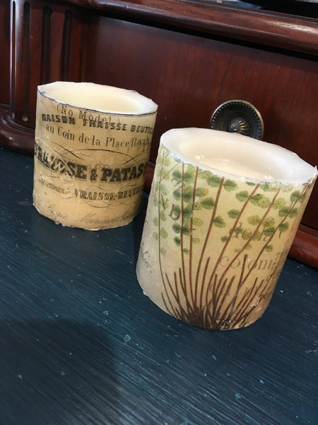 Decoupaged LED candle
