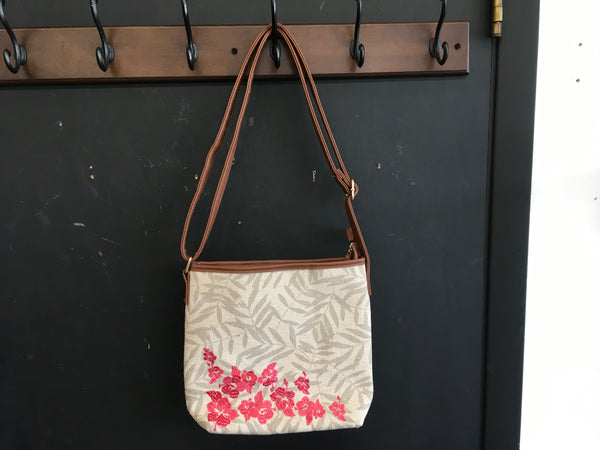 Leaves and Pink Floral Bag