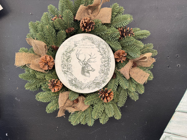 Wreath with deer paint inlay
