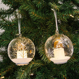 4" Winter Pattern Bulb Ornament w/LED Candle - 2 Assorted