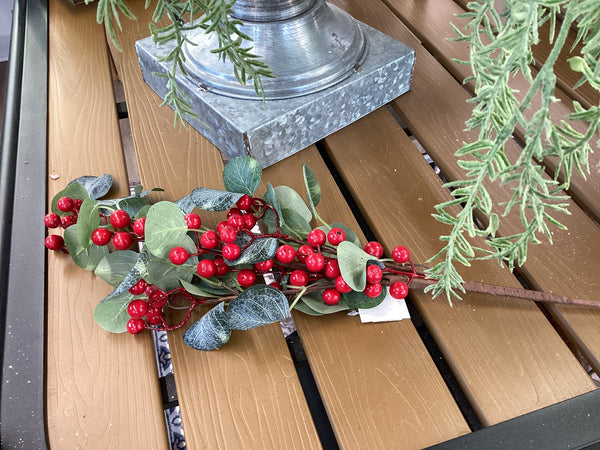 Sprayed-Flocked Silver Dollar w Red Berries