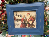 Santa & Mrs Claus blue frame picture