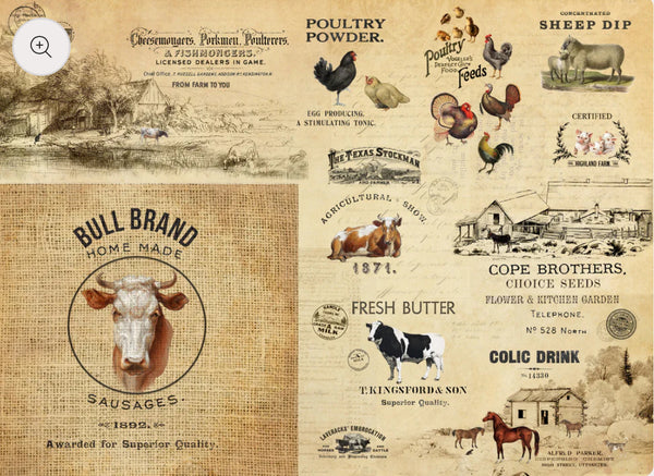 Roycycled Barnyard Masterboard Decoupage Paper