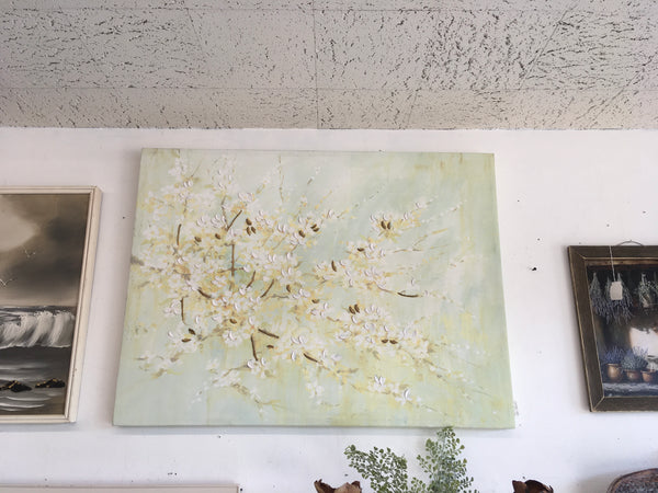 Large Floral light green canvas