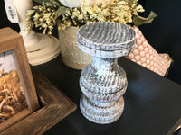 Whitewashed Wooden Candle Stick