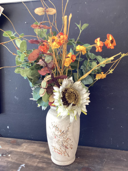 Sunflower Floral in Bird Wood Vase