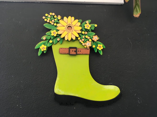 Green Floral Rain Boot Hanger
