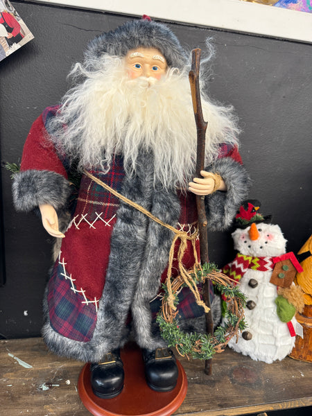 Huge Old World Santa w walking stick