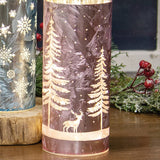 Winter Scene Luminary w/LED Lights - White Deer