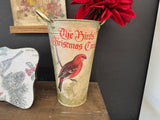 Flower bucket vase metal cardinal