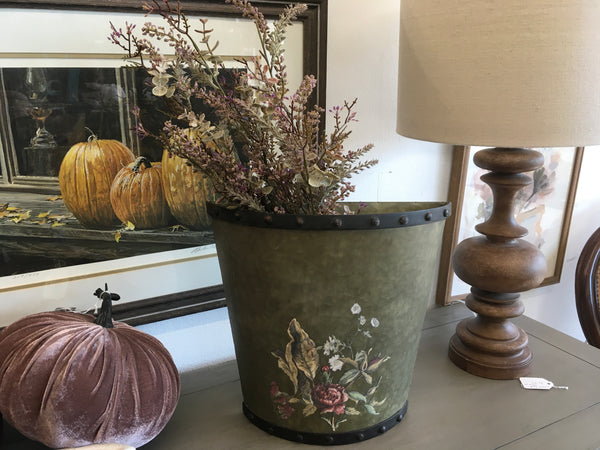 Metal Tin with Floral Transfer