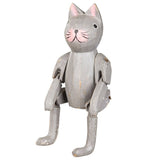 SITTING WOODEN GRAY CAT