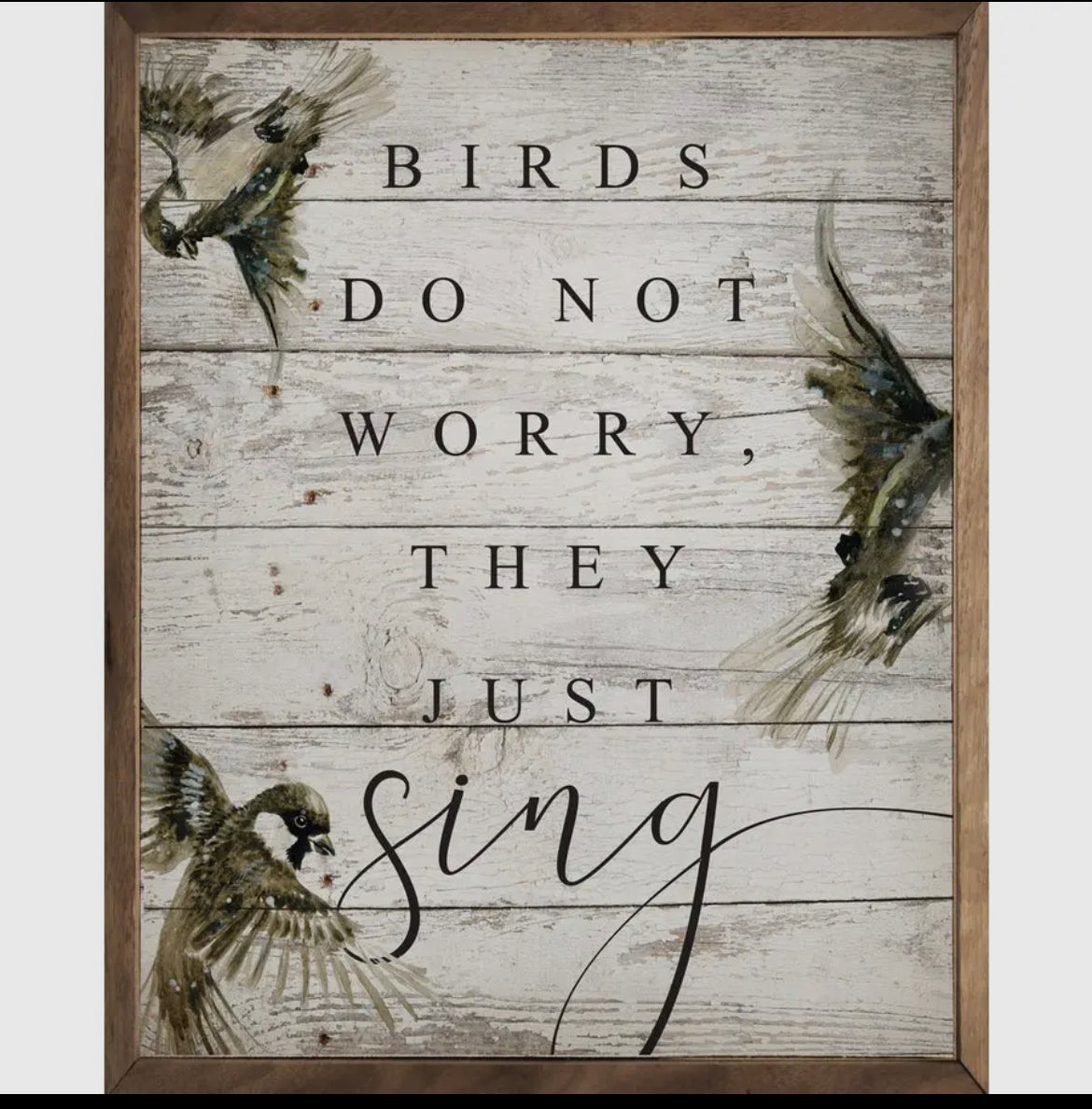 Birds don’t worry they sing picture art – Rustic Rehabs